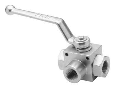 High Pressure 3-way Ball Valve, SAE-6 Female Ports - DE3L-06-SAE