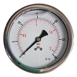 *CLEARANCE* 4" Pressure Gauge - Stainless/Brass - Glycerin-filled